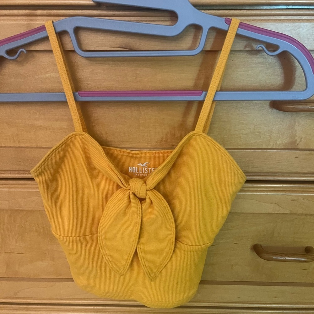 Hollister Yellow crop top with front tie